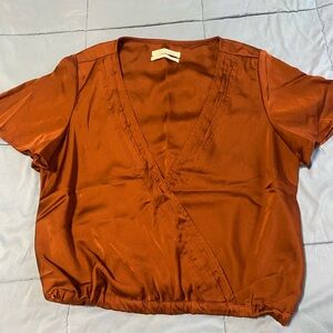 Elegant Rust V-Neck Women's Top